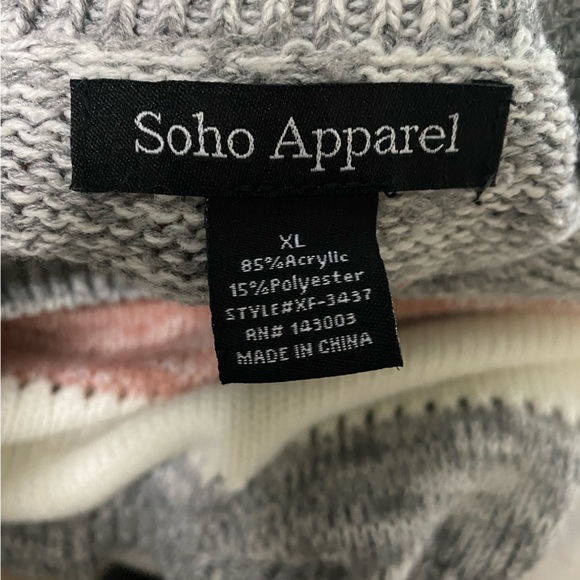 Knit pink, white& grey sweater size XL - Picture 2 of 3